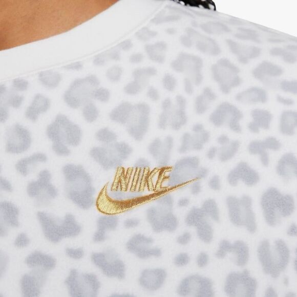 Nike Leopard Print Fleece Crewneck White Womens Small Sportswear Athliesure - Picture 4 of 11